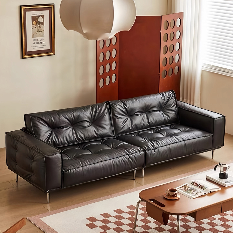 [PRE-ORDER] Antique French style waxed leather sofa