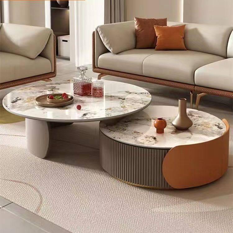[PRE-ORDER] Italian-style luxury sintered stone coffee table with storage, perfect for small living rooms and tea rooms.
