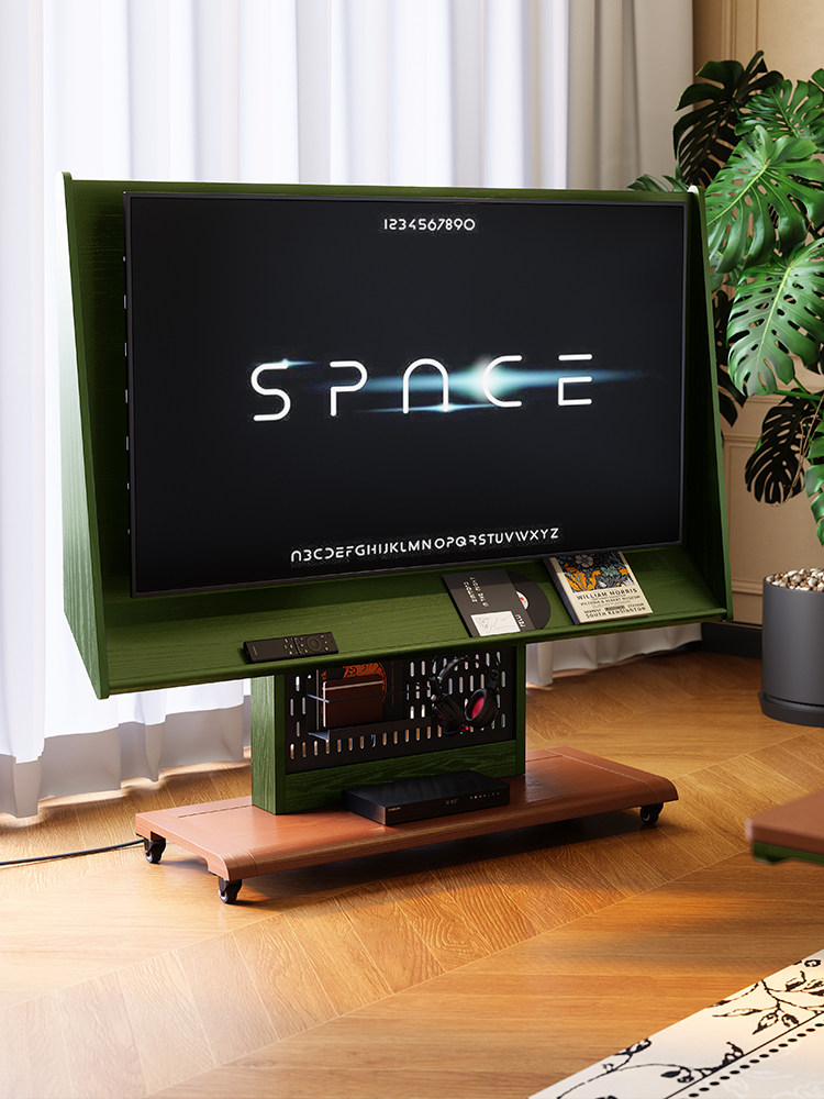 [PRE-ORDER] Universal Movable TV Floor Stand Solid Wood Stand French Retro Living Room Mid-century Modern Style TV Cart