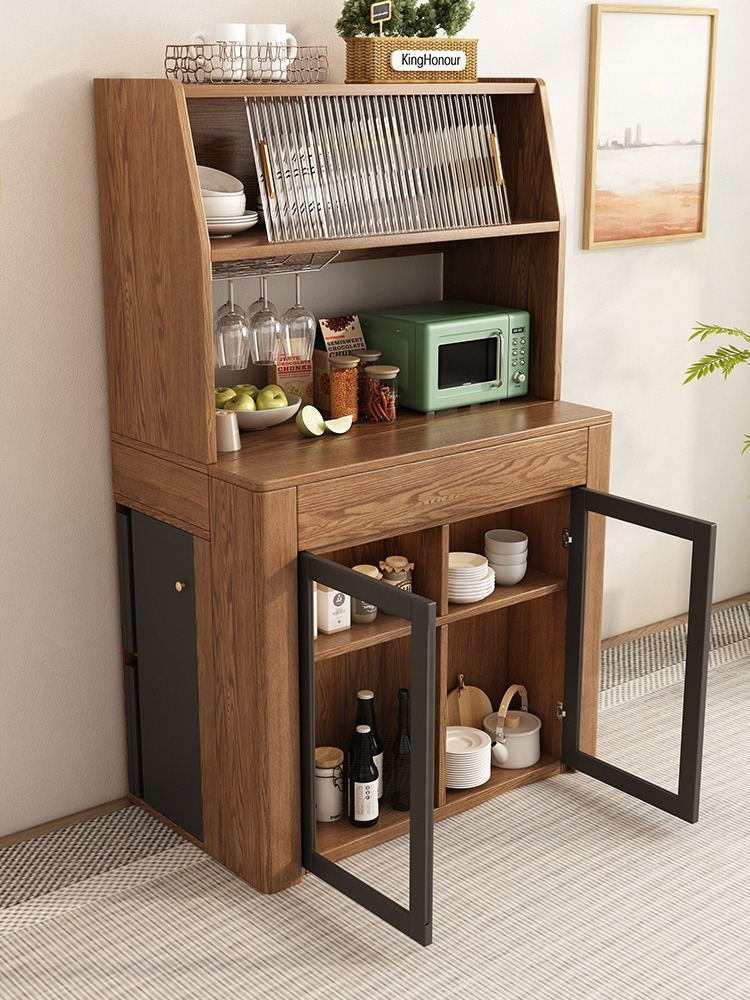 [Pre-order] Nordic small unit solid wood retractable foldable dining table, dining edge cabinet, table integrated combination, household storage, multifunctional table-Smart-Living