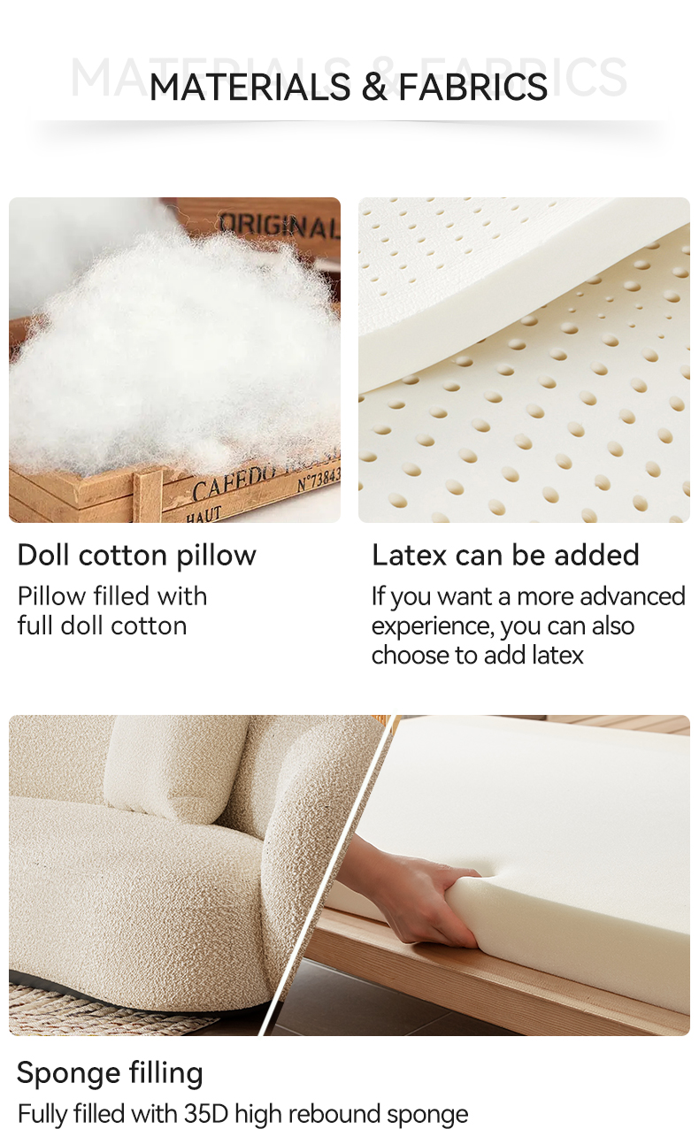 [Pre-order] Sofa cream style living room sofa simple creative curved cashew sofa