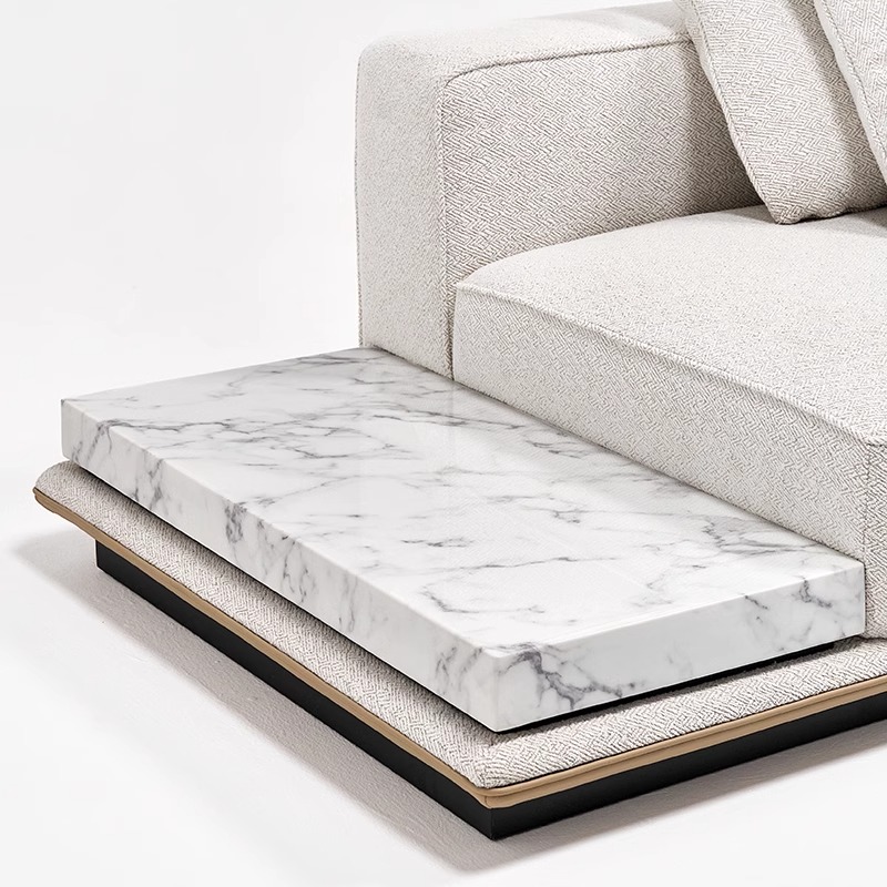 [Pre-order] MEERKAT SHOWROOM Horizon Sofa – Italian Minimalist Three-Seater Fabric Sofa, Straight Design for Small Living Rooms, High-End Cotton and Linen