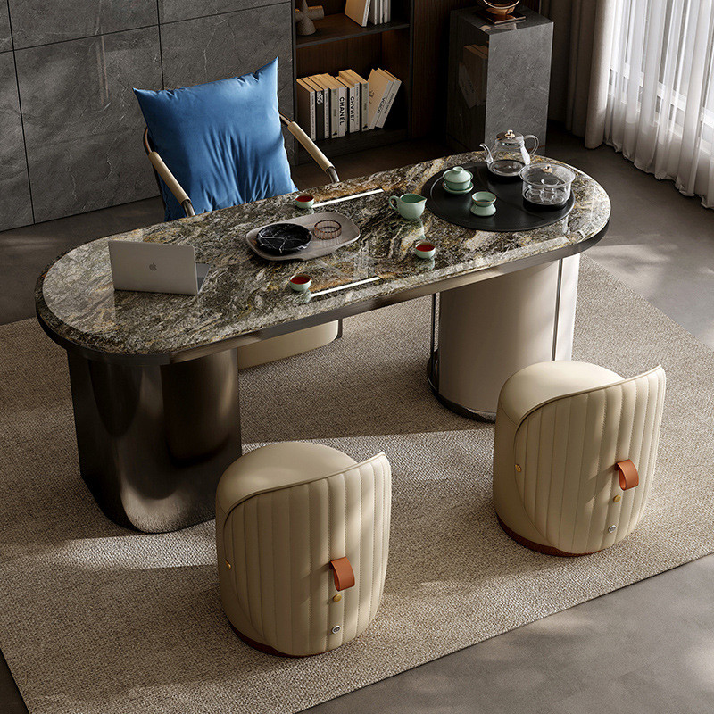 ( PRE - ORDER ) MEERKAT SHOWROOM Light Luxury Round Makeup Stool – Elegant Vanity Ottoman for Master Bedroom, Dressing Table, or Nail Salon Use