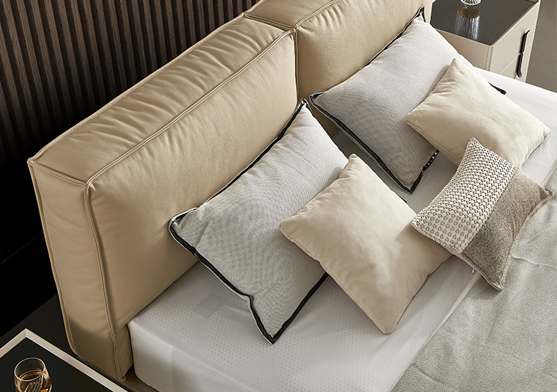 ( PRE - ORDER ) MEERKAT SHOWROOM Light Luxury Floating Leather Bed – Modern Minimalist Double Bed with Carbon Steel Frame and Top-Grain Leather for Master Bedroom