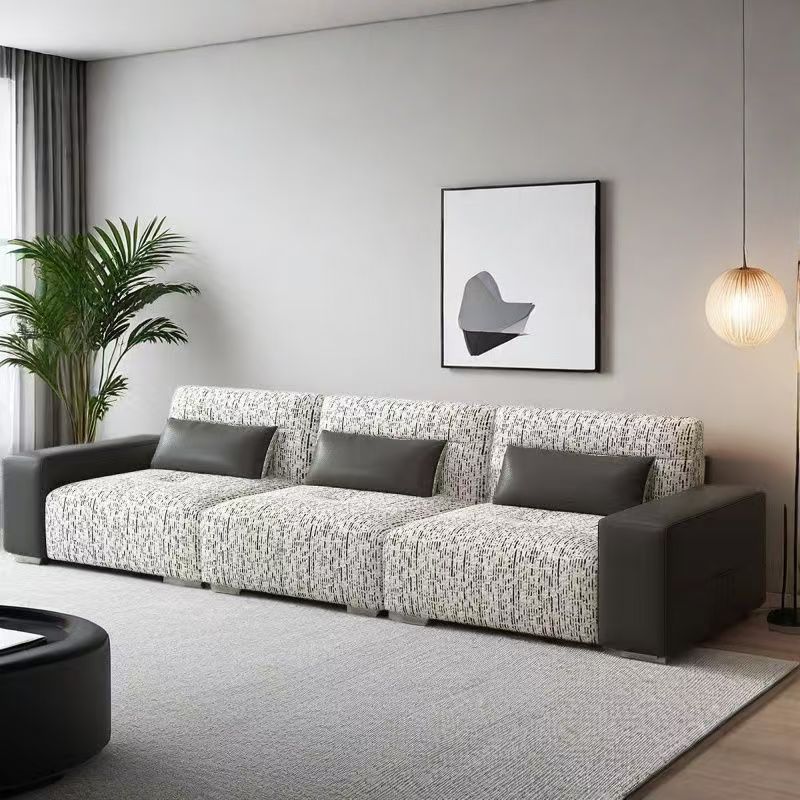 PRE ORDER / BTO PACKAGE - A - SOFA - Fabric and Faux Leather Sofa – Modern Minimalist 4-Seater Couch for Small Living Rooms, Made with Cat-Claw Resistant Cotton-Linen Blend