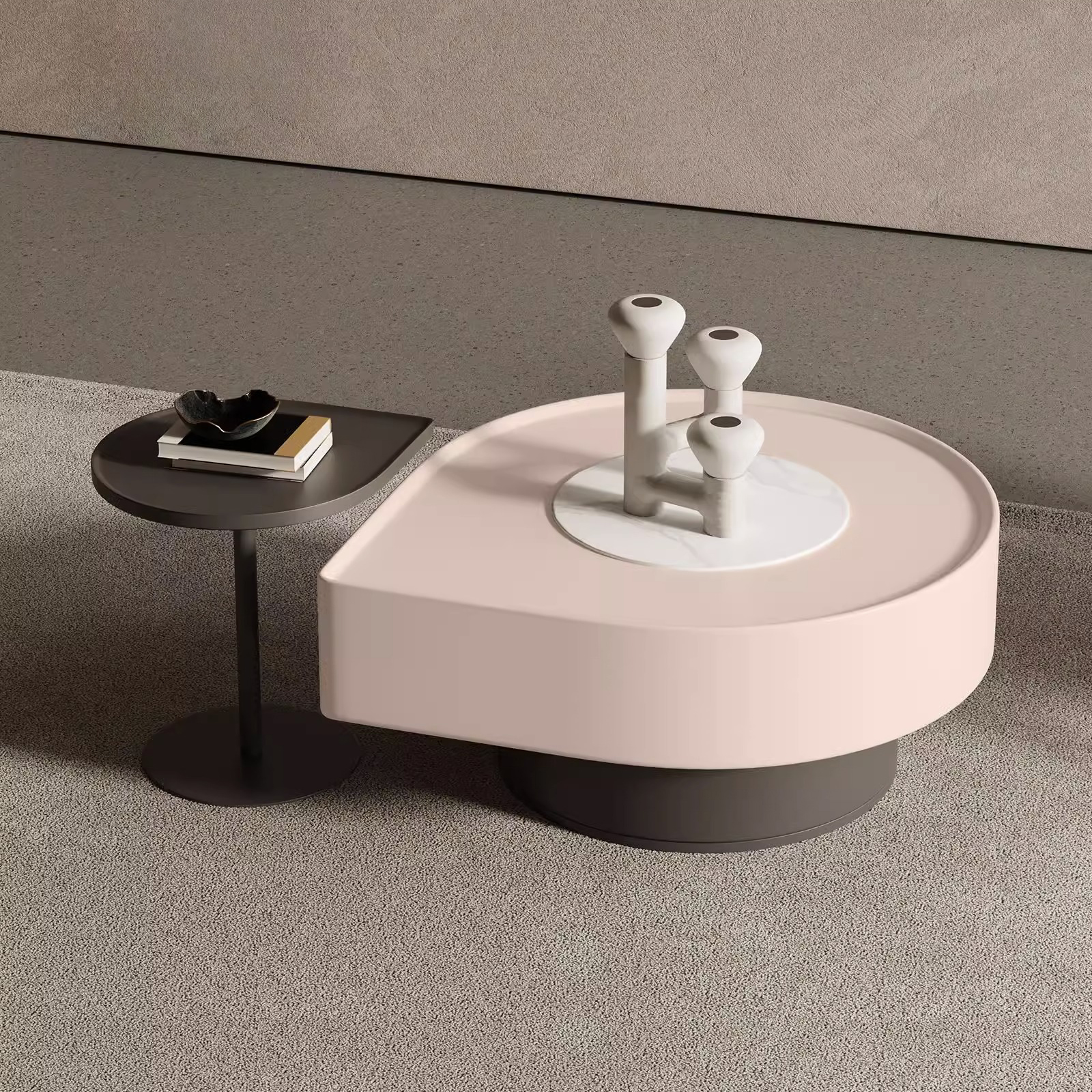 PRE-ORDER Nordic special-shaped light luxury rock plate coffee table simple modern small apartment round size Coffee Table