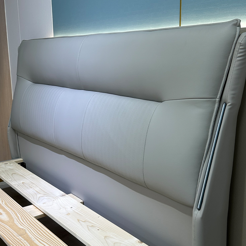 PRE ORDER / BTO PACKAGE - A - BED FRAME - Genuine leather master bedroom bed top layer cowhide 2025 new Italian minimalist double bed