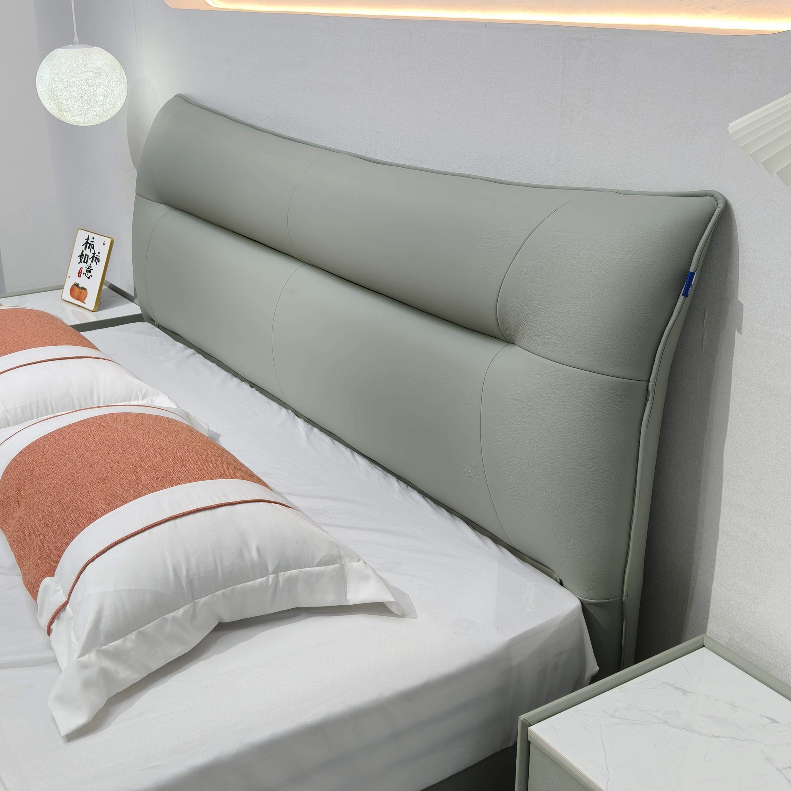 PRE ORDER / BTO PACKAGE - A - BED FRAME - Italian light luxury leather master bedroom 1.8m double modern simple single 1.5m high-end