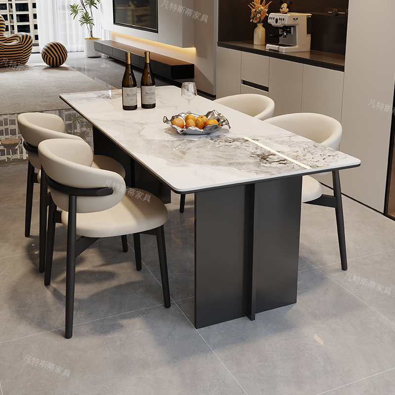 PRE-ORDER/BTO PACKAGE - A - DINING TABLE - Rock plate dining table rectangular simple modern living room home small apartment space