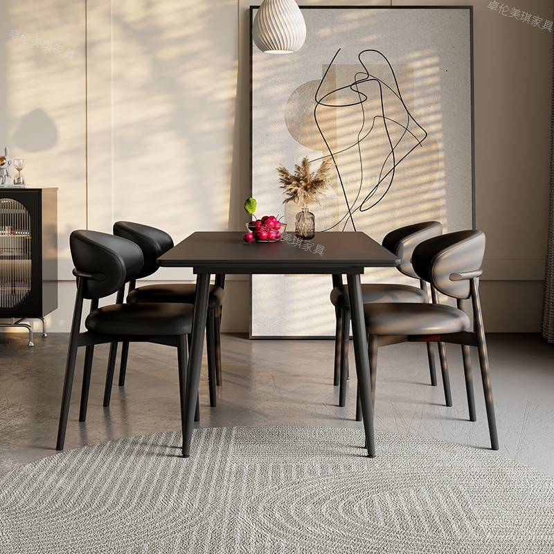 PRE-ORDER/BTO PACKAGE - A - DINING TABLE - Rectangular rock slab dining table and chairs for small household dining table