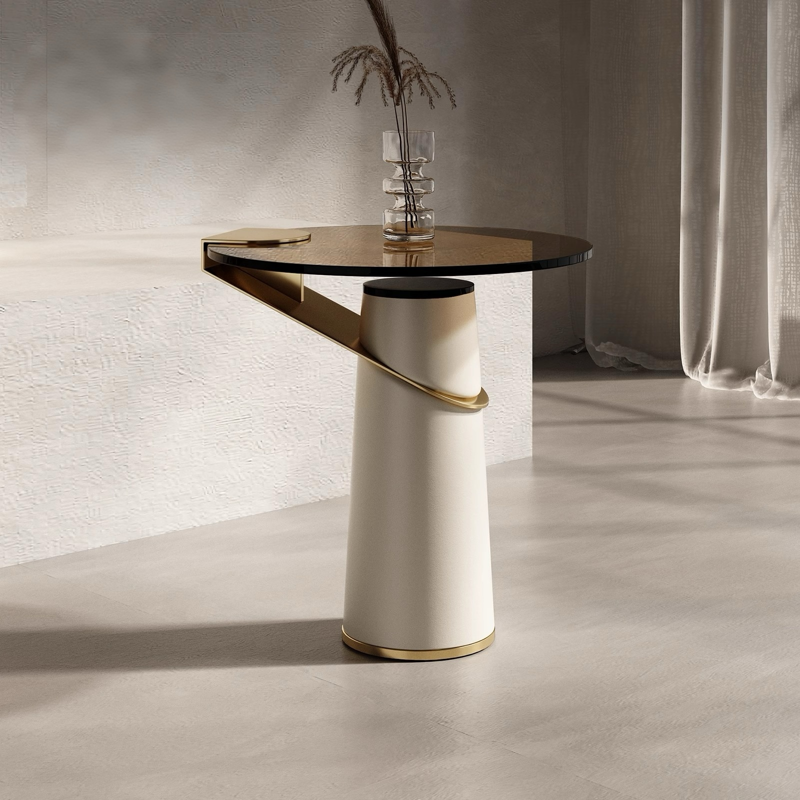 PRE-ORDER Italian light luxury glass side table sofa living room corner table modern simple high-end 