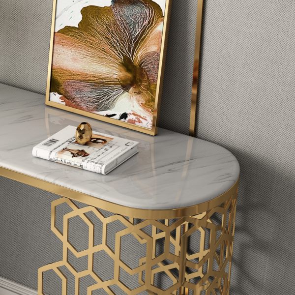 PRE-ORDER Modern simple stainless steel hollow corridor wall partition hotel lobby end table