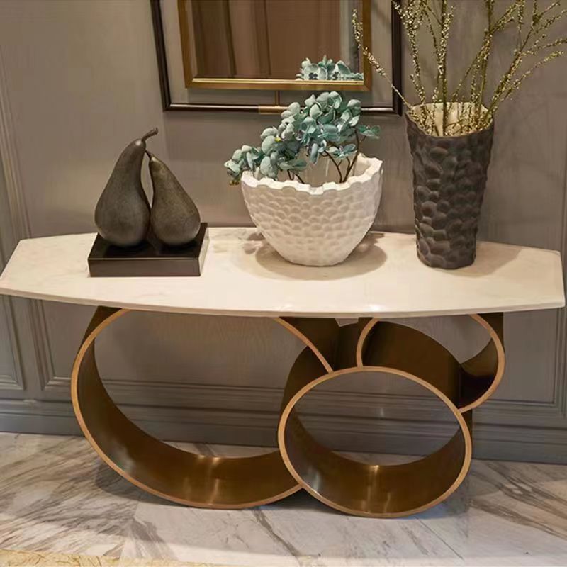 PRE-ORDER Simple corridor aisle entrance marble console cabinet against the wall stainless steel