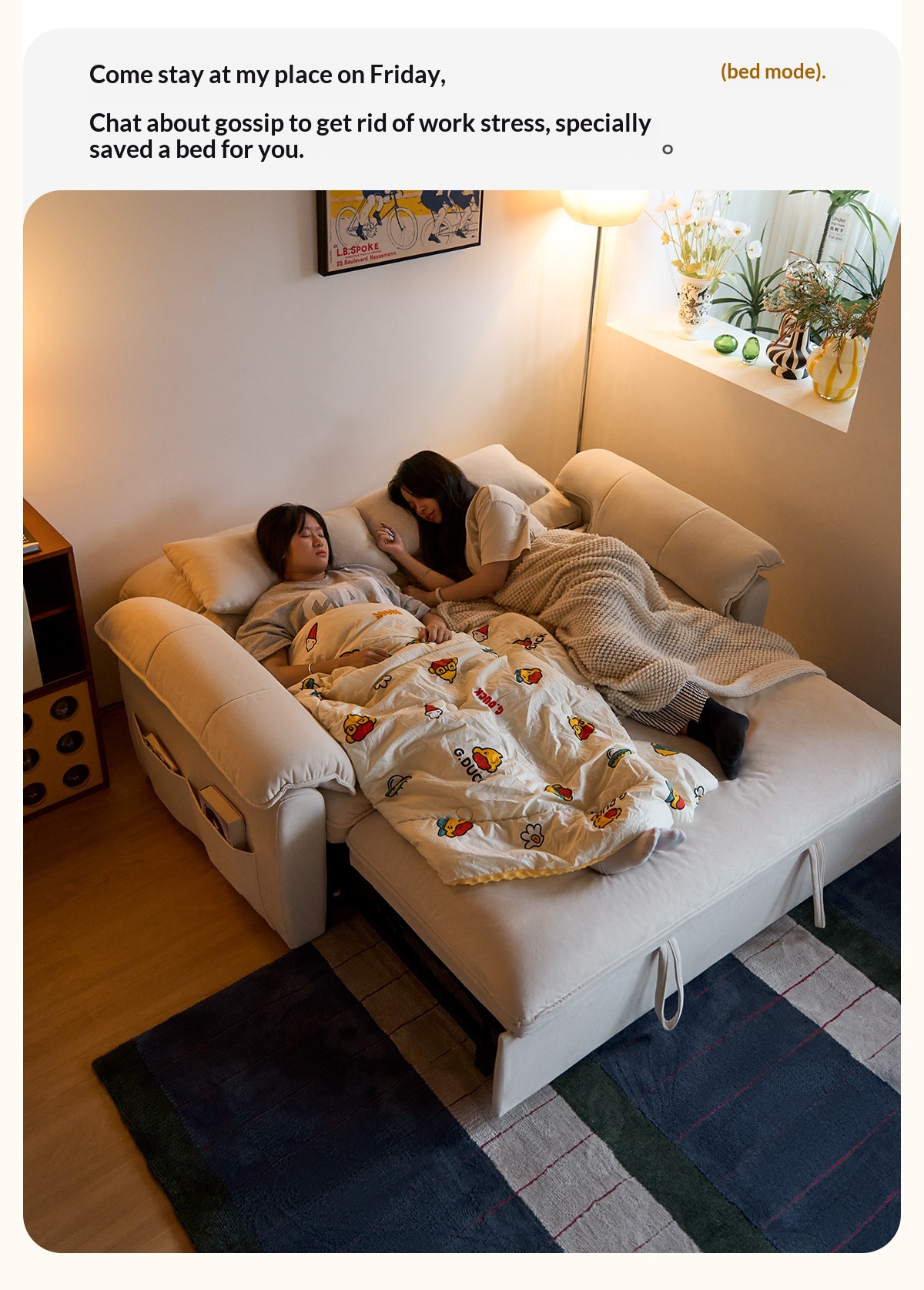 [PRE-ORDER] Cream Wind Fat Cat Sofa Bed Integrated Dual Use Small Household Living Room. 2025 New Model Double Foldable