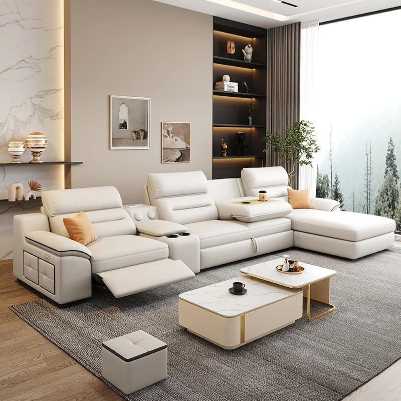 FZT [PRE-ORDER] Electric Multifunctional Dual‑Purpose 2026 New Storage Genuine Leather Sofa Bed, Minimalist All‑in‑One Sofa Bed