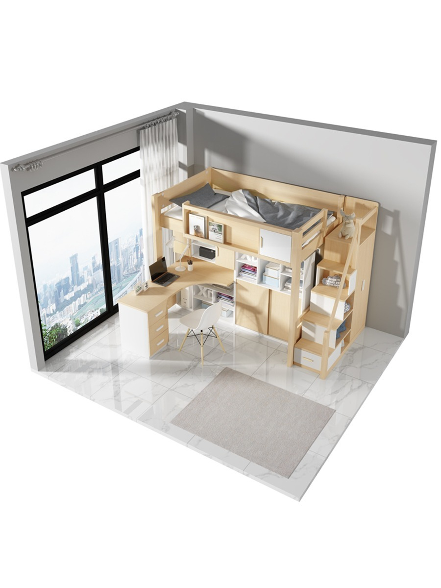 Half Height Loft Bed with Wardrobe and Desk | Bunk Bed Singapore