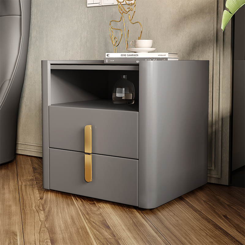 Modern Light Luxury Bedside Cabinet – High-End Lacquered Nightstand with Storage, INS Style for Bedroom Decor