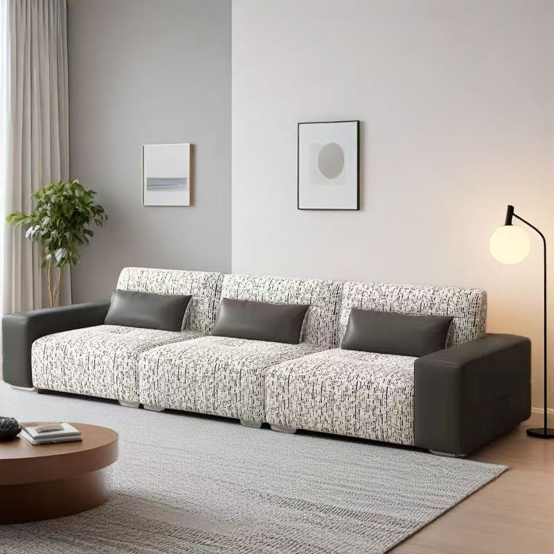 PRE ORDER / BTO PACKAGE - A - SOFA - Fabric and Faux Leather Sofa – Modern Minimalist 4-Seater Couch for Small Living Rooms, Made with Cat-Claw Resistant Cotton-Linen Blend