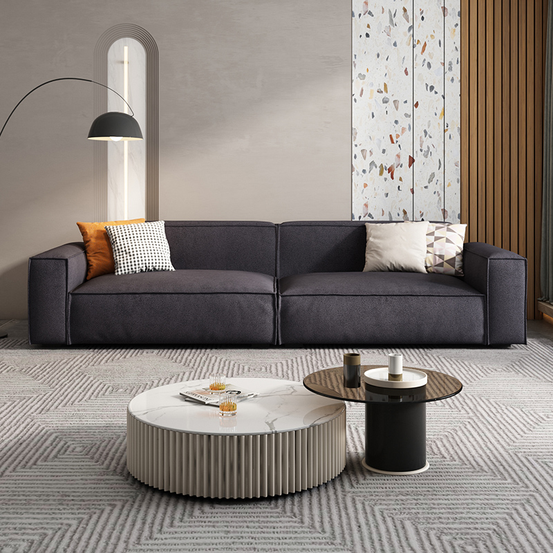 PRE ORDER / BTO PACKAGE - A - SOFA -Italian Minimalist Leather Sofa – Tofu Block Design Straight Couch for Small Living Rooms, Trendy and Space-Saving