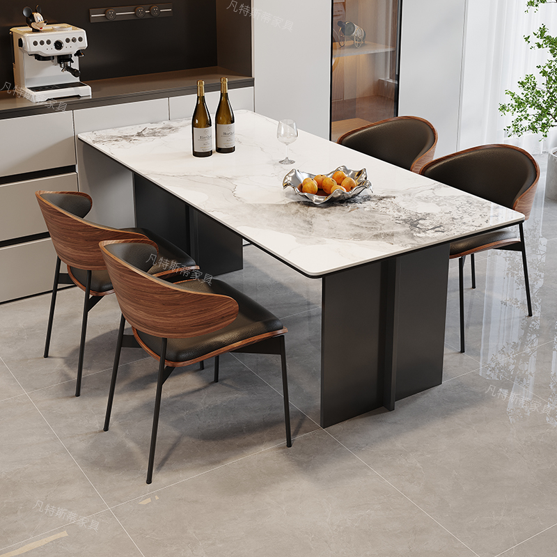 PRE-ORDER/BTO PACKAGE - A - DINING TABLE - Rock plate dining table rectangular simple modern living room home small apartment space