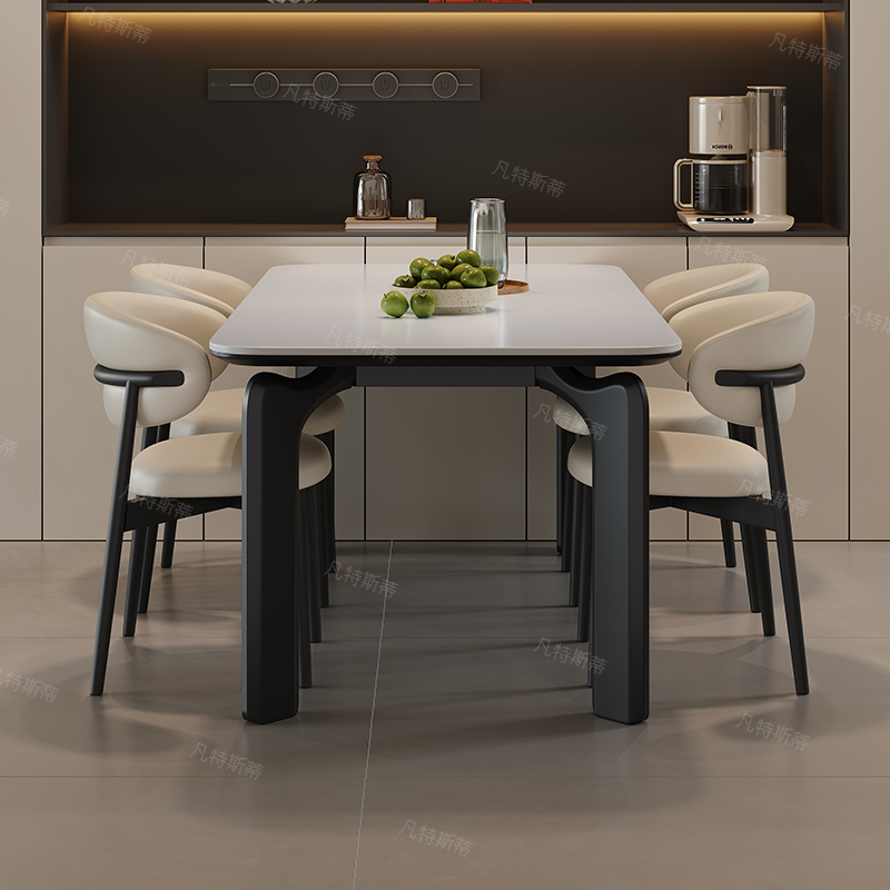 PRE-ORDER/BTO PACKAGE - A - DINING TABLE - Eno rock board dining table and chair combination modern simple small apartment home light luxury