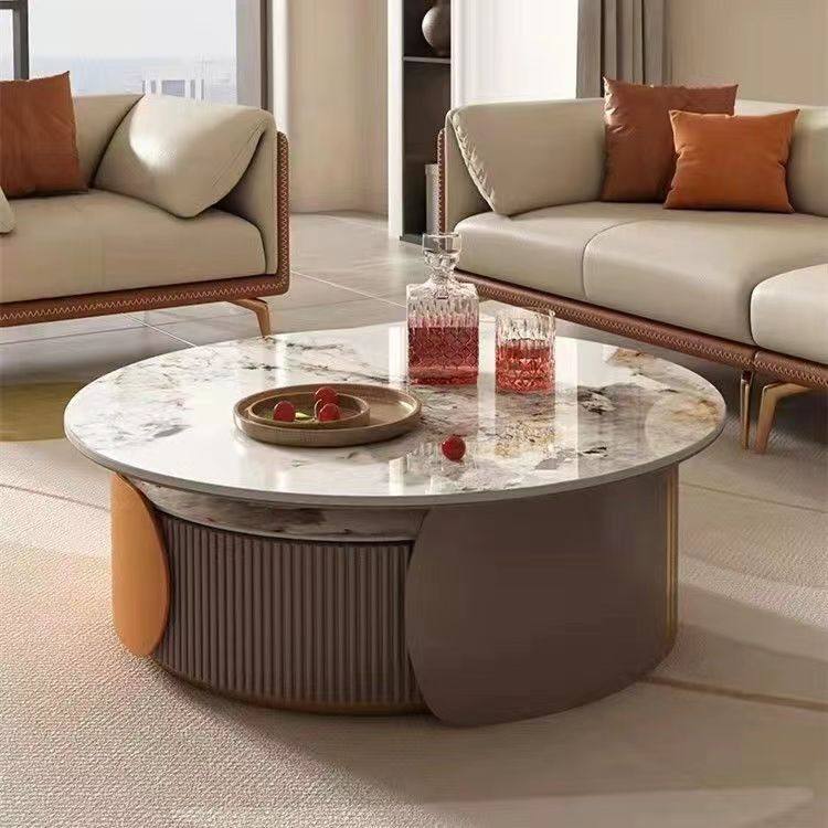 [PRE-ORDER] Italian-style luxury sintered stone coffee table with storage, perfect for small living rooms and tea rooms.