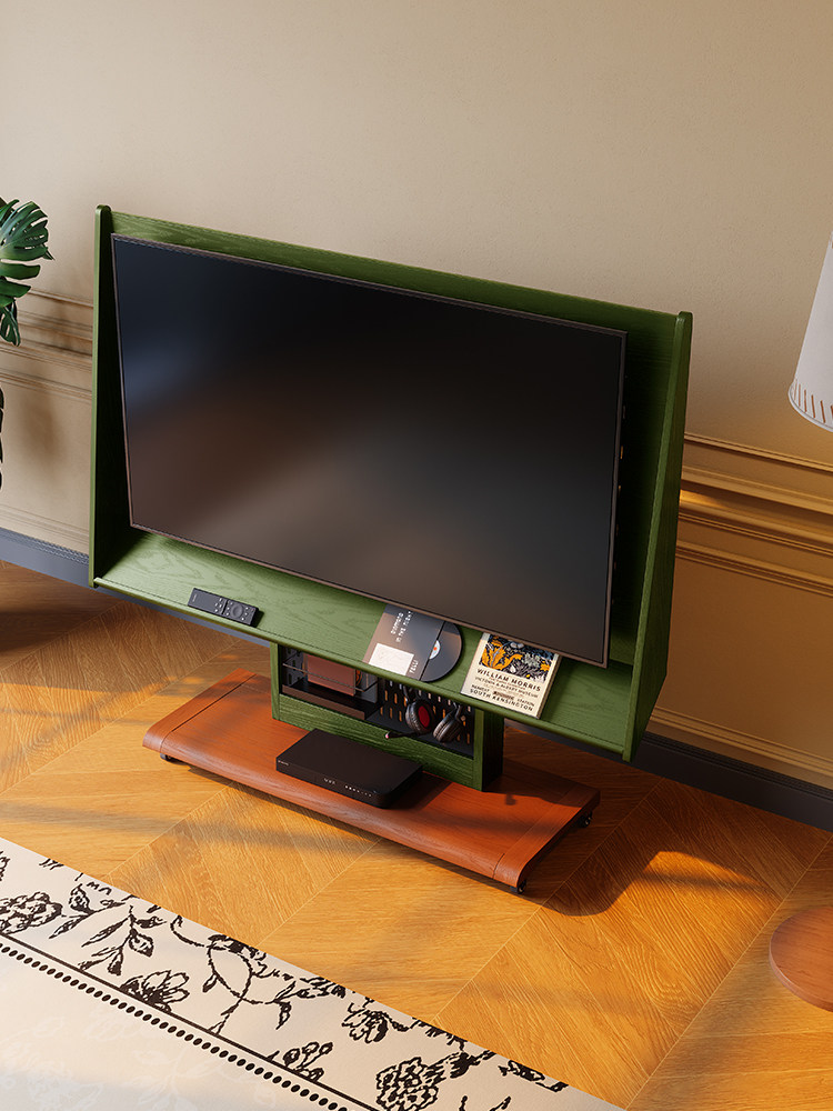 [PRE-ORDER] Universal Movable TV Floor Stand Solid Wood Stand French Retro Living Room Mid-century Modern Style TV Cart