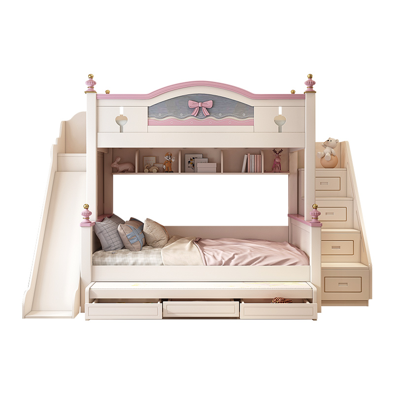 [Pre-order] American noble children bed | double height bed | girl princess bed slide bed mother bed | Kids Bed | Bunk Bed-Smart-Living
