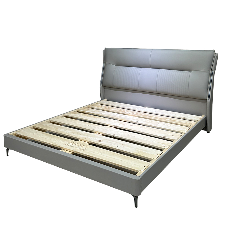 PRE ORDER / BTO PACKAGE - A - BED FRAME - Genuine leather master bedroom bed top layer cowhide 2025 new Italian minimalist double bed