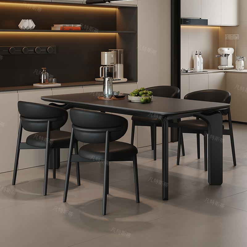 PRE-ORDER/BTO PACKAGE - A - DINING TABLE - Eno rock board dining table and chair combination modern simple small apartment home light luxury