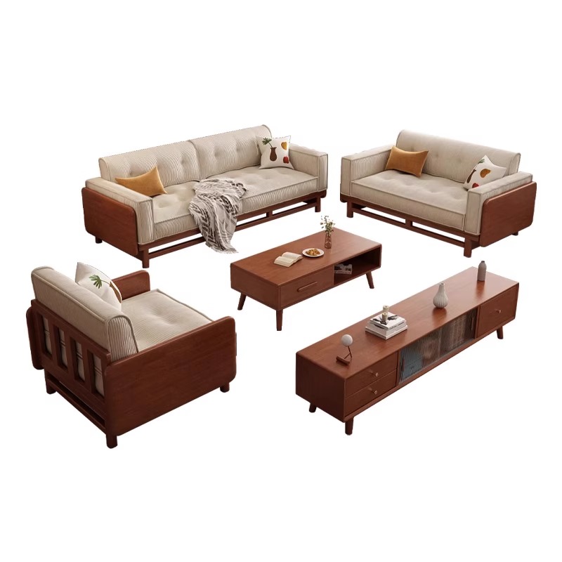 [PRE-ORDER] Simple Solid wood sofa for modern small apartment living room 