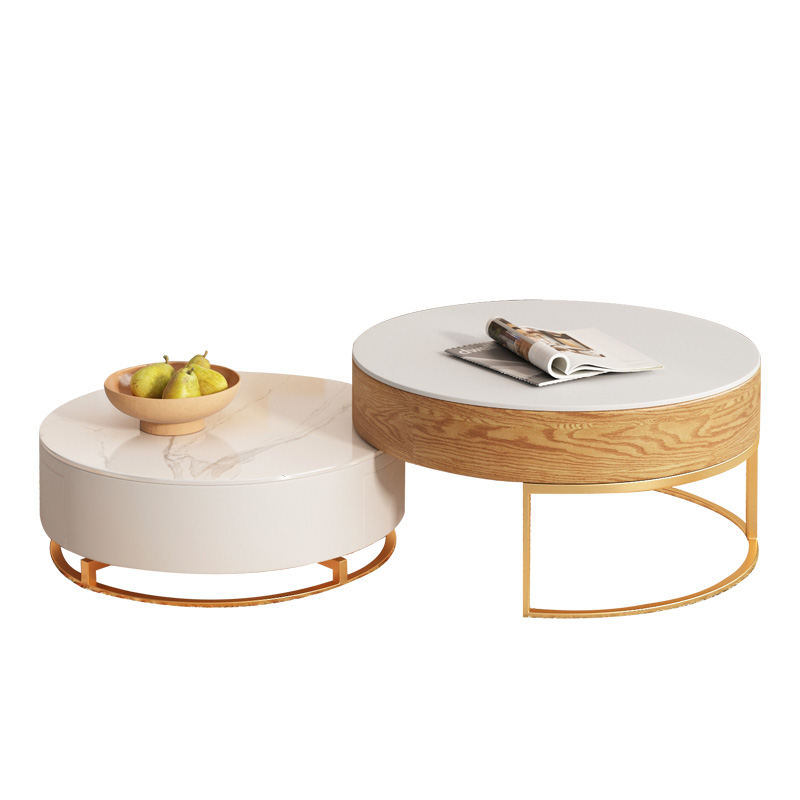 [PRE-ORDER] Japanese-style minimalist luxury stone slab liftable coffee table with rotating combination