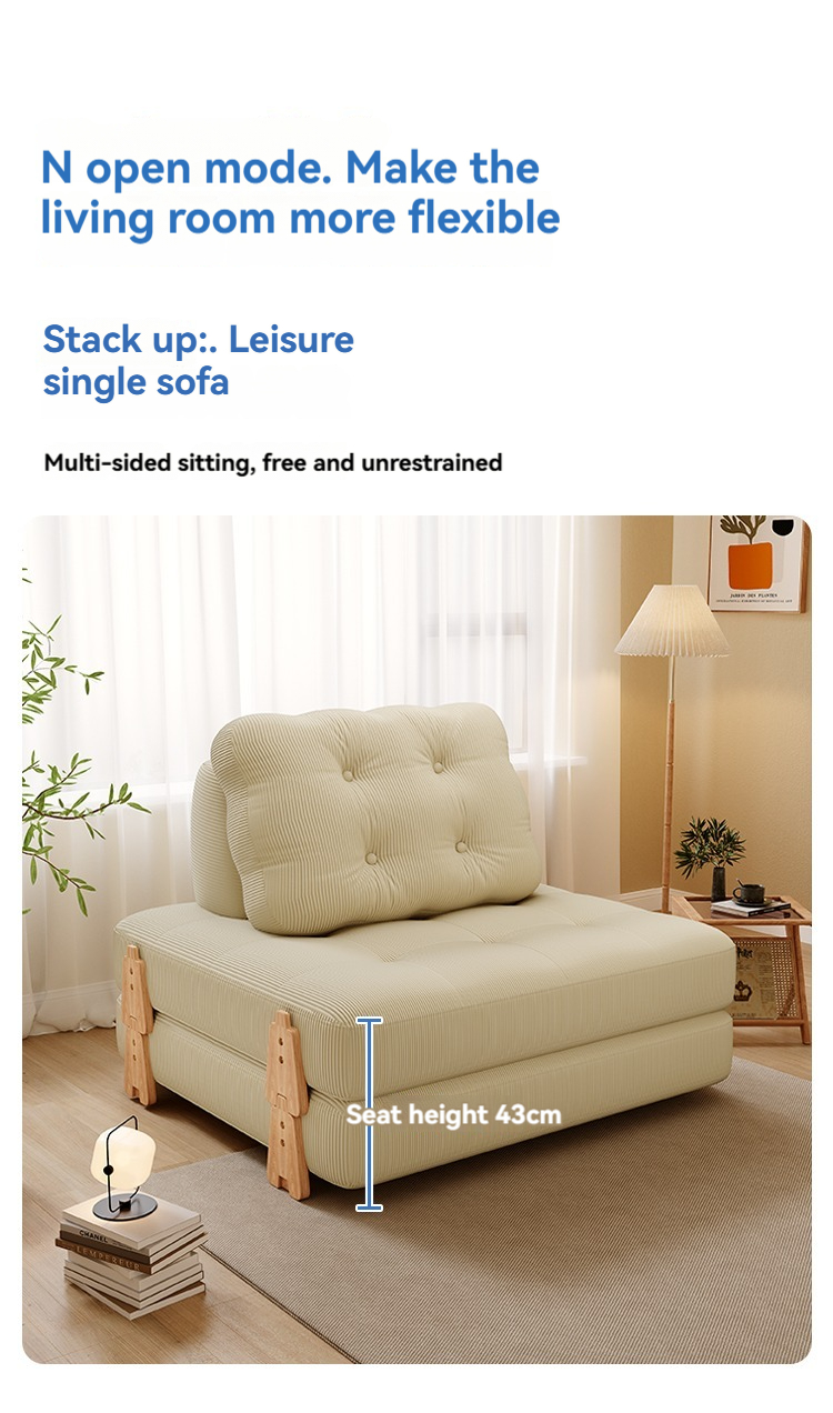[Pre-order]  Lazy person sofa tofu block living room single sofa bed dual-purpose tatami sofa can sleep and lie folding-Smart-Living