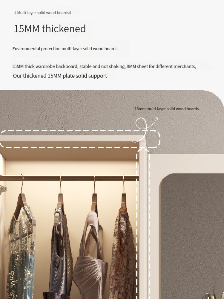 [Pre-ordere] Luxury solid wood wardrobe, dressing table, whole body mirror, modern and simple single door wardrobe, bedroom, household-Smart-Living