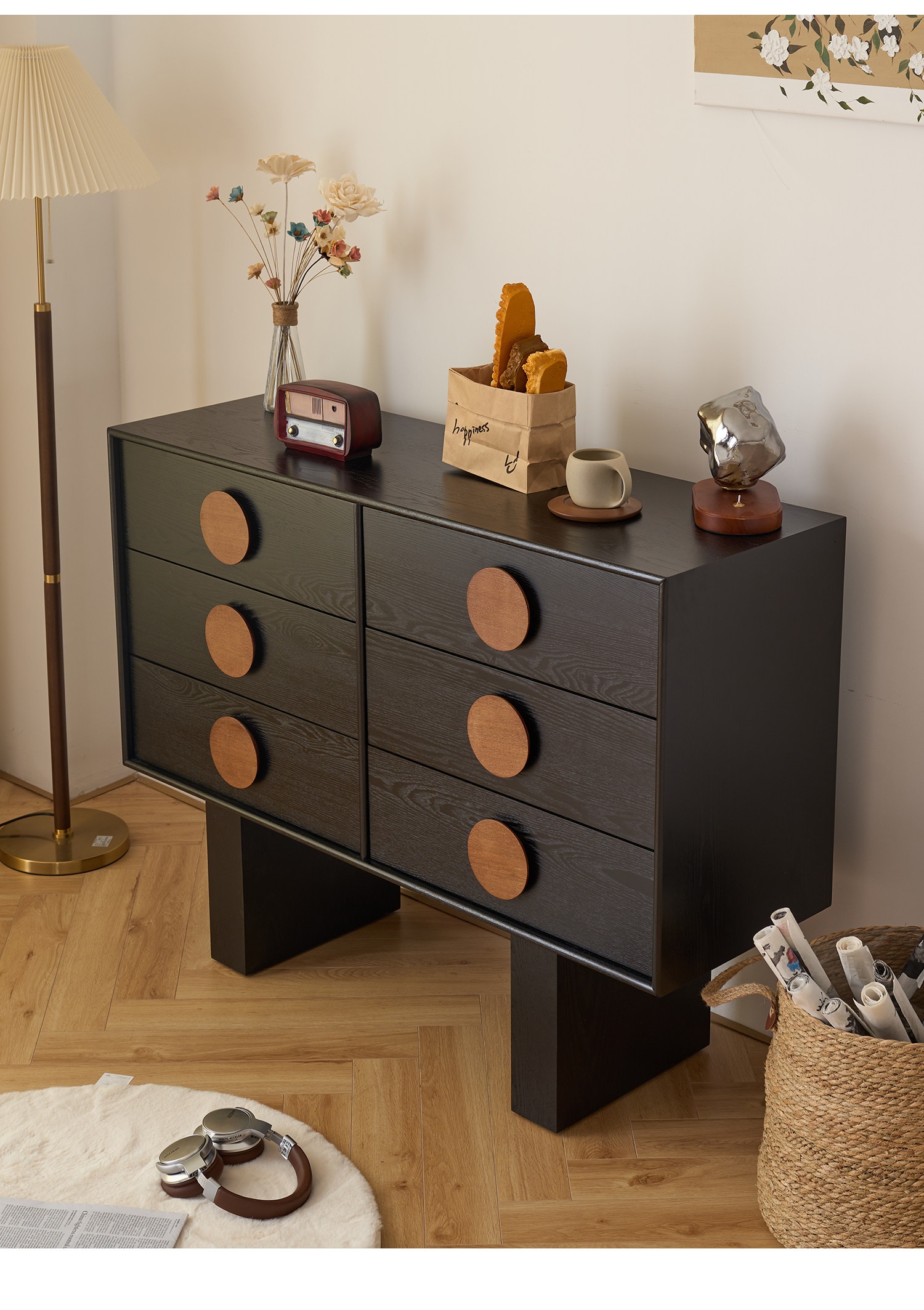 PRE-ORDER] 6-Drawer Storage Chest - Leather Round Knobs.