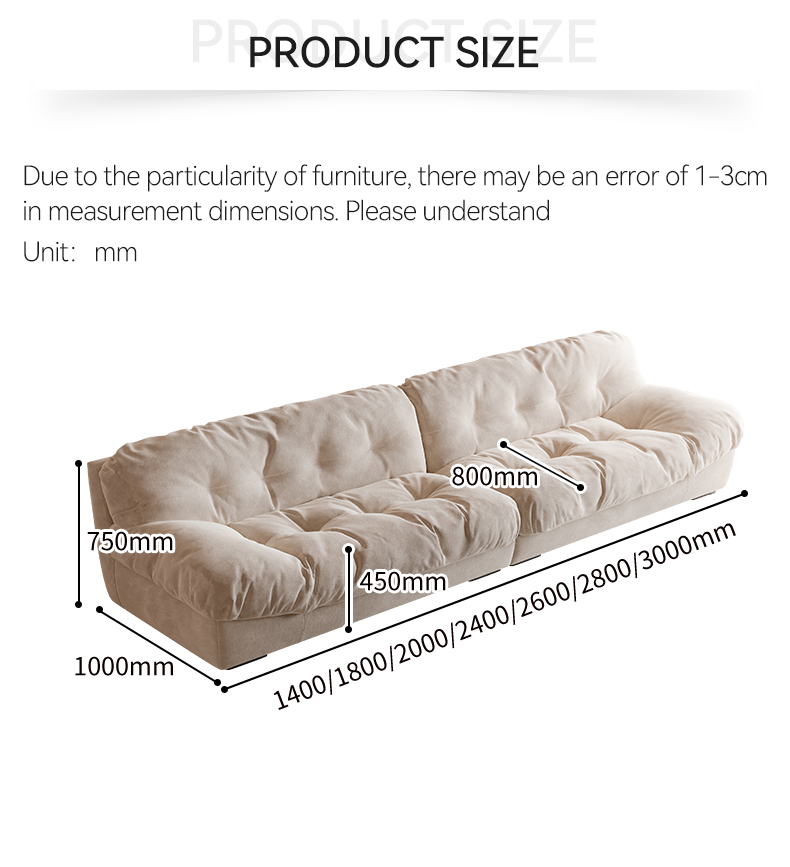 [Pre-order] Living room, Nordic cream light luxury sofa, down cloth washed sofa, simple sofa