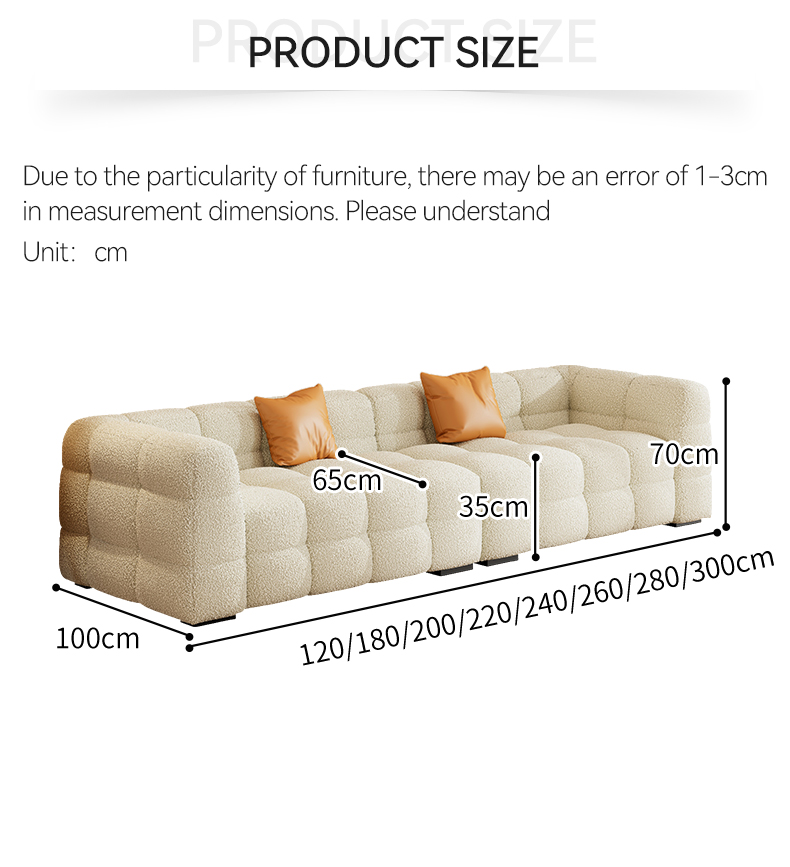 [Pre-order] Modern cashmere fabric marshmallow sofa modular living room sofa