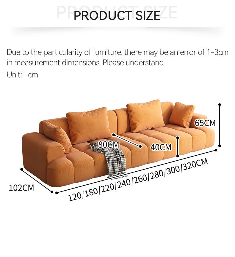 [Pre-order] Straight French sofa puff living room sofa set carton packaging simple cream style modular sofa-Smart-Living