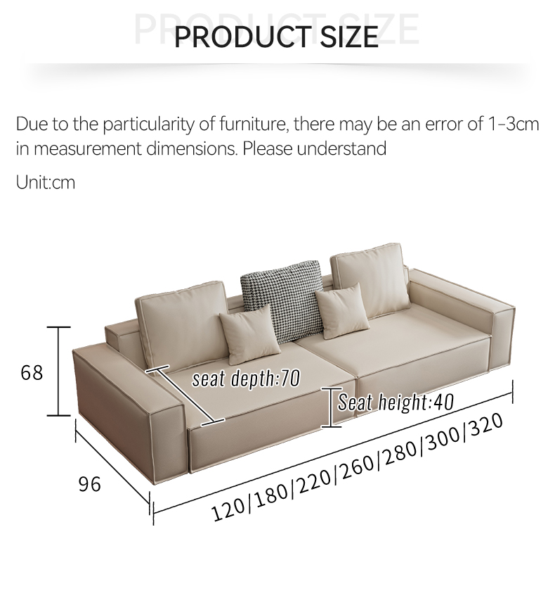 [Pre-order] Hot selling style tofu block leather sofa cream style small apartment modern living room sofa-Smart-Living