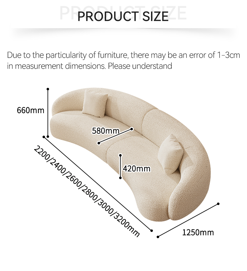 [Pre-order] Sofa cream style living room sofa simple creative curved cashew sofa