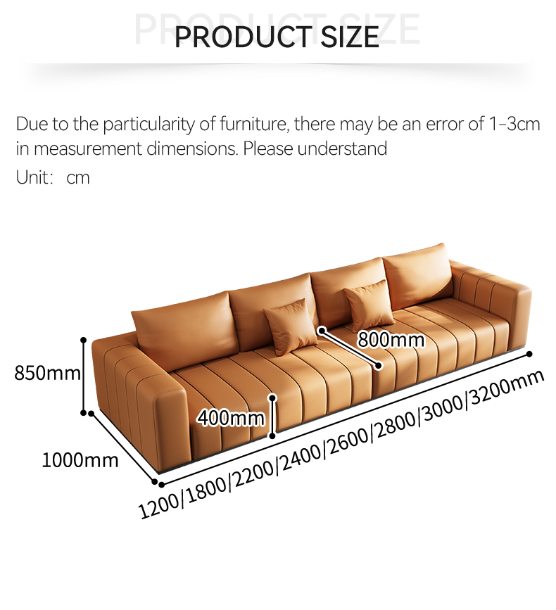 [Pre-order]Leather sofa living room straight line Italy simple sofa Napa modern light luxury first layer cowhide piano key sofa-Smart-Living