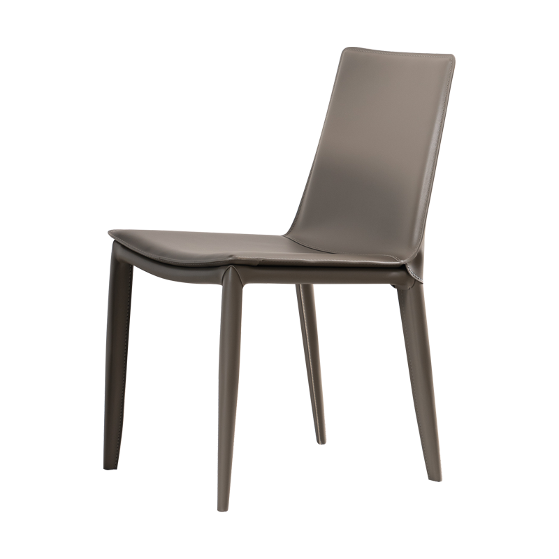 ( PRE - ORDER ) MEERKAT SHOWROOM Modern Italian Dining Chair – Minimalist Saddle Leather Upholstered Chair with Backrest for Home, Dining Room, or Living Room