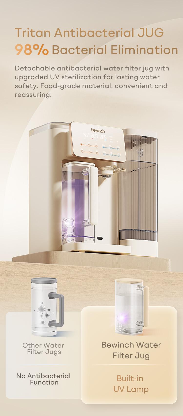 Bewinch G3 Countertop Reverse Osmosis Water Purifier System, No Installation Needed, UV & Mineralization Functions, Compact Design for Sideboard, 7 Temperature Settings, 6 Quantitative Levels