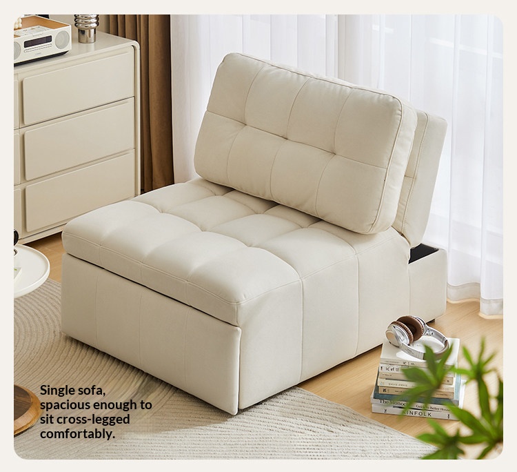 [PRE-ORDER] New Style Single Sofa Bed with Puff Function - Foldable, Retractable, Space-Saving for Small Living Rooms, Lazy Style