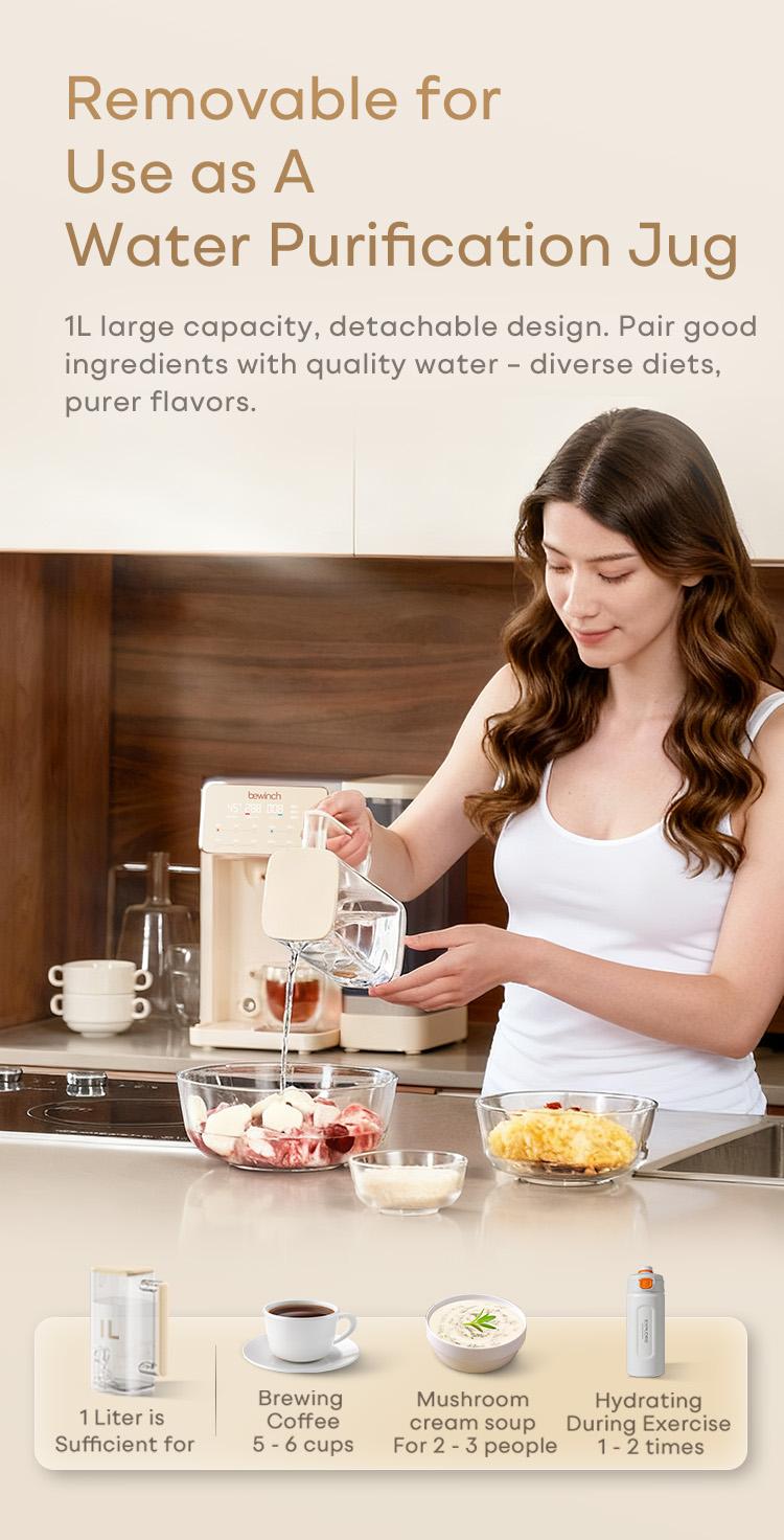 Bewinch G3 Countertop Reverse Osmosis Water Purifier System, No Installation Needed, UV & Mineralization Functions, Compact Design for Sideboard, 7 Temperature Settings, 6 Quantitative Levels