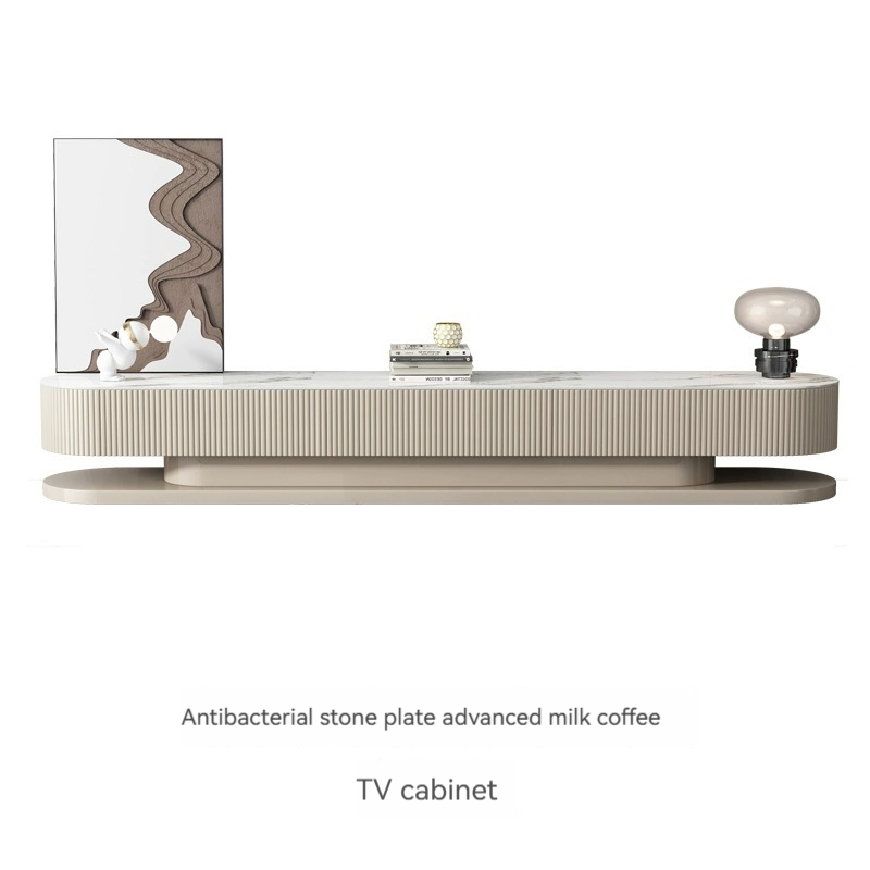 [Pre-order] Light luxury rock panel TV cabinet and coffee table combination of modern simple small apartment network red cream air floor TV cabinet-Smart-Living