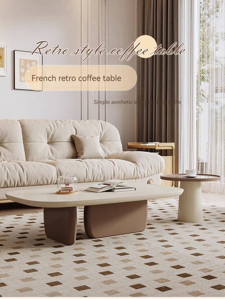 [Pre-order] French retro coffee table minimalist living room home designer light luxury modern simple small apartment creative coffee table combination-Smart-Living