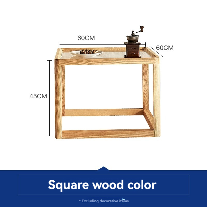 [Pre-order] LEMARS Changhong glass coffee table moving side table combination Nordic log style countertop ash net red square tea table-Smart-Living