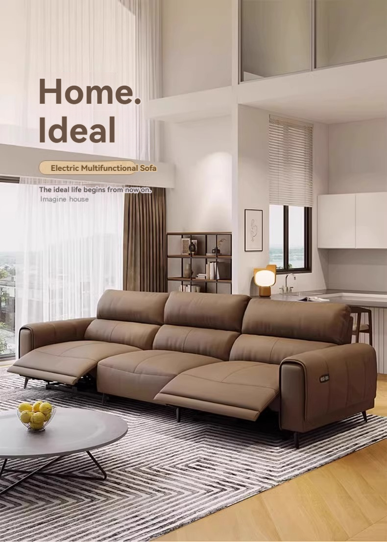 [Pre-order] Chivas official flagship shop electric function sofa Italian simple head leather multifunctional straight sofa light-Smart-Living