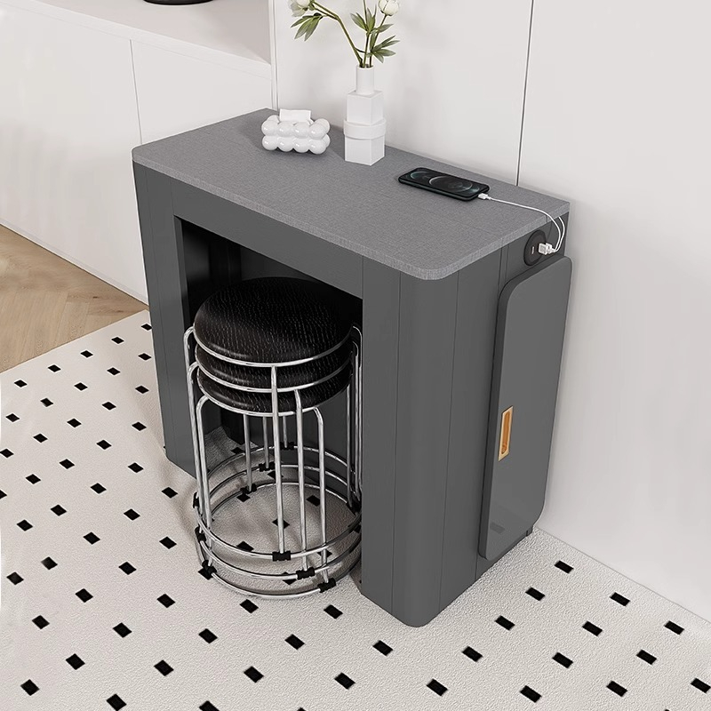 [Pre-order] Scalable and foldable rock slab dining table, dining chair, side cabinet combination, small-sized household solid wood space saving dining table-Smart-Living